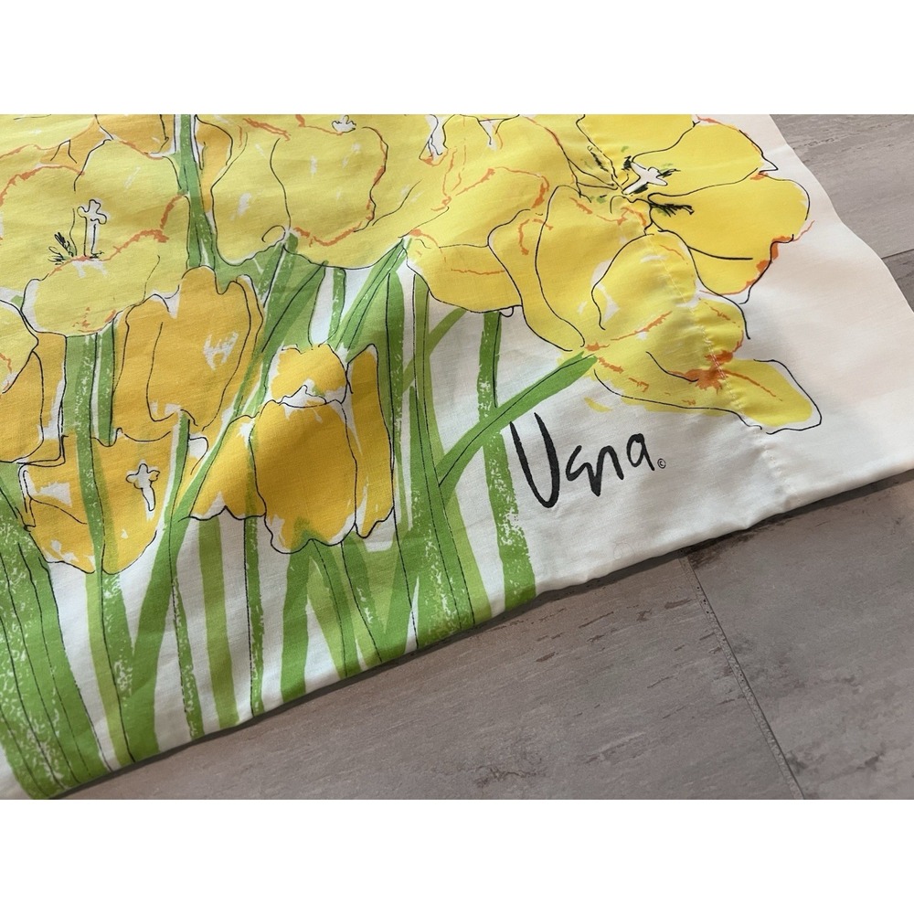 VERA NEUMANN Yellow Floral Tulip Print VTG Pillowcase By Burlington-Made In USA-